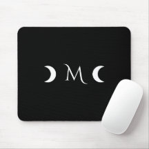 Modern Crescent Moons Black and White Monogram