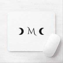 Modern Crescent Moons White and Black Monogram