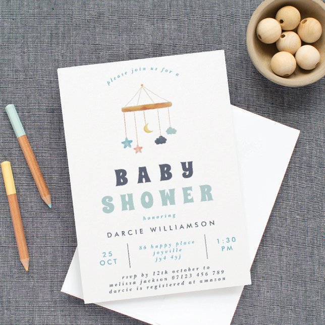 Modern Crib Mobile  Baby Shower Invitation (Creator Uploaded)