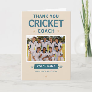 Modern Cricket Team Photo Coach Thank You Card