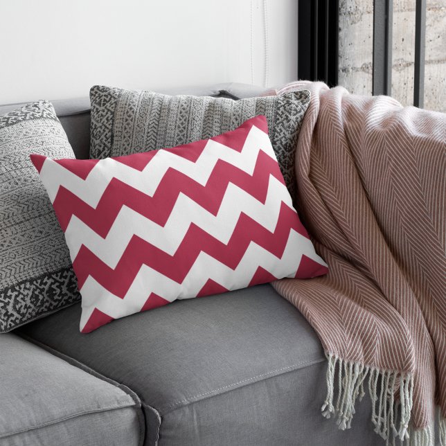 Modern Crimson Red Chevron Decorative Cushion (Creator Uploaded)