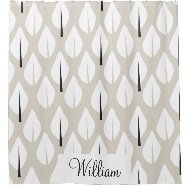 Modern Crisp Mid Century Organic Pattern Shower Curtain (Front)