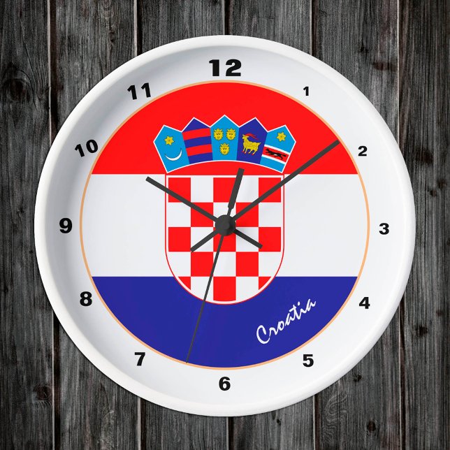 Modern Croatian Flag, Croatia trendy Home / design Round Clock (Creator Uploaded)