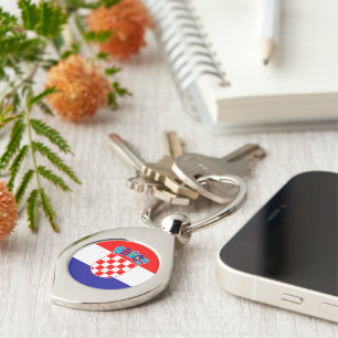 Modern Croatian Flag With Coat of Arms Cute Key Ring
