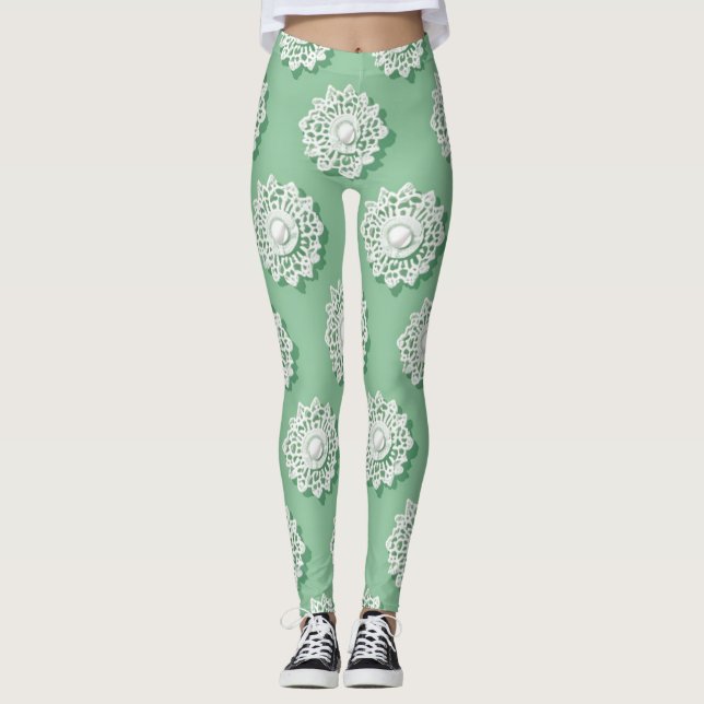 Modern Crochet Embroidery Pattern Leggings (Front)