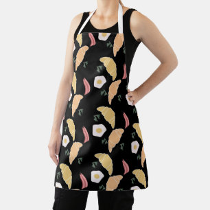 Modern Croissant Breakfast Pattern Apron