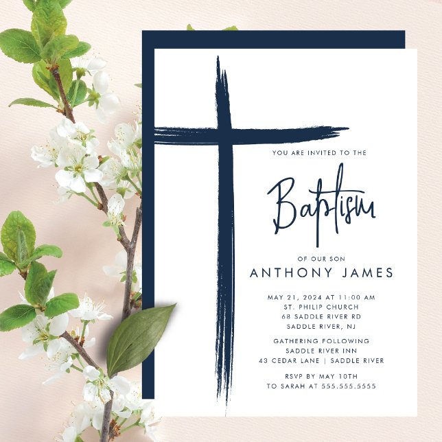 Modern Cross Boys Baptism Invitation (Creator Uploaded)