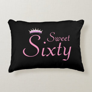 Modern Crown Sweet Sixty on Black Decorative Cushion