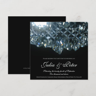 Modern Crystal Glass Chandelier Save The Date Card