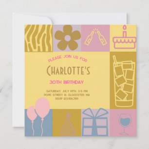 Modern Cubic pastel adult  Birthday  Invitation