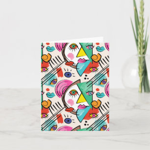 Modern Cubism Abstract Artsy Female Faces Card