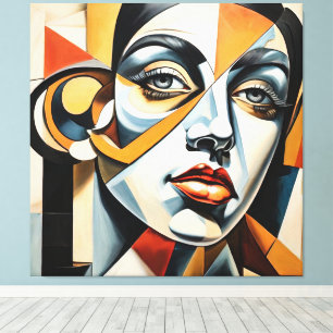Modern Cubism Female Face Picasso Style Abstract Canvas Print