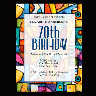 Modern Cubist 70th Birthday Invitation