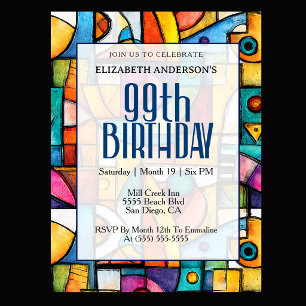 Modern Cubist 99th Birthday Invitation