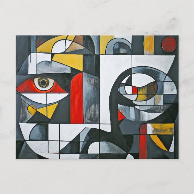 Modern Cubist Face Abstraction Postcard (Front)