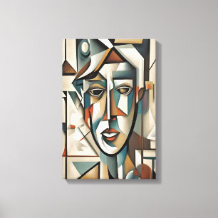 Modern Cubist Portrait Abstract Wall Art Canvas