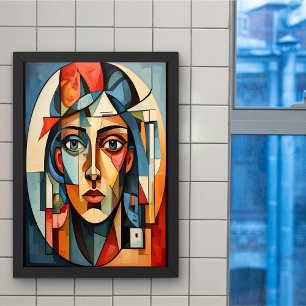 Modern Cubist Portrait Geometric Poster Print