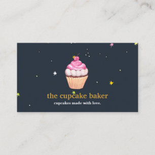 Modern Cupcake Logo Bakery Chef Catering Confetti Business Card