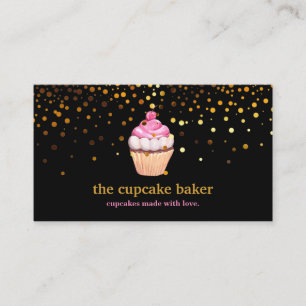 Modern Cupcake Logo Bakery Chef Catering Confetti Business Card
