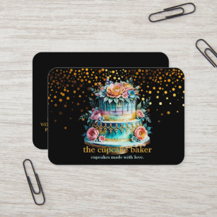Modern Cupcake Logo Bakery Chef Catering Confetti Business Card