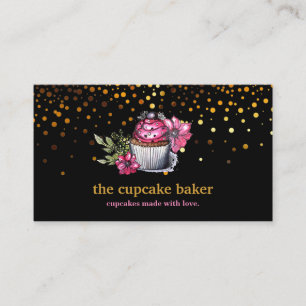 Modern Cupcake Logo Bakery Chef Catering Confetti Business Card