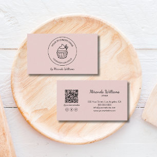 Modern Cupcake Logo Pink Bakery Business Card