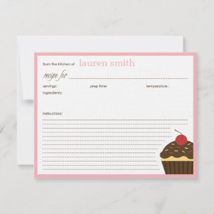 Modern Cupcake Personalised Recipe Cards