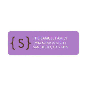 Modern curly bracket monogram return address label