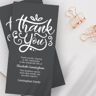 Modern Cursive Calligraphy Memorial Thank You Card