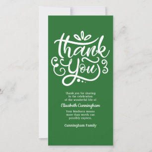 Modern Cursive Calligraphy Memorial Thank You Card