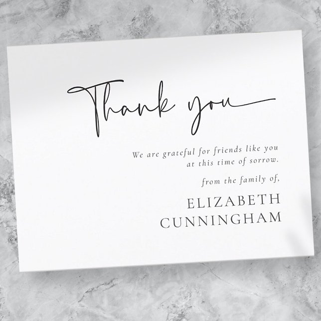 Modern Cursive Script Modern Elegant Chic Memorial Postcard (Creator Uploaded)