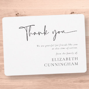 Modern Cursive Script Modern Elegant Chic Memorial Thank You Card