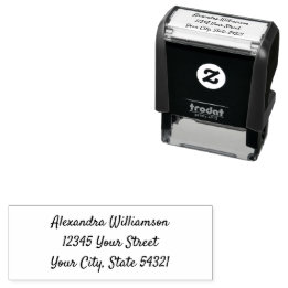 Modern Cursive Script Name Address DIY Self-inking Stamp