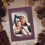 Modern Curved Frame Minimal 1 Photo Christmas Holiday Card<br><div class="desc">With all the craziness in our lives (especially around the holiday season), this simply designed photo card is perfect for sending out to family and friends! It features a curved corners photo frame and a simple mauve plum and white colour scheme. Text reads, "The simple things bring great joy, "...</div>