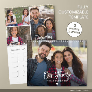 Modern Custom 2027 Family Photo  Calendar