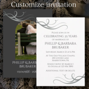 Modern Custom 25th Wedding Anniversary Arch Photo Invitation
