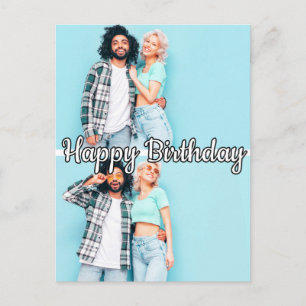 Modern Custom 2-photos Template Happy Birthday Postcard