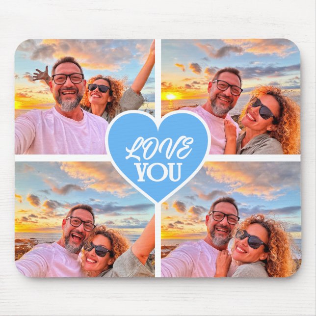 Modern Custom 4-photo Template Collage Mouse Pad (Front)