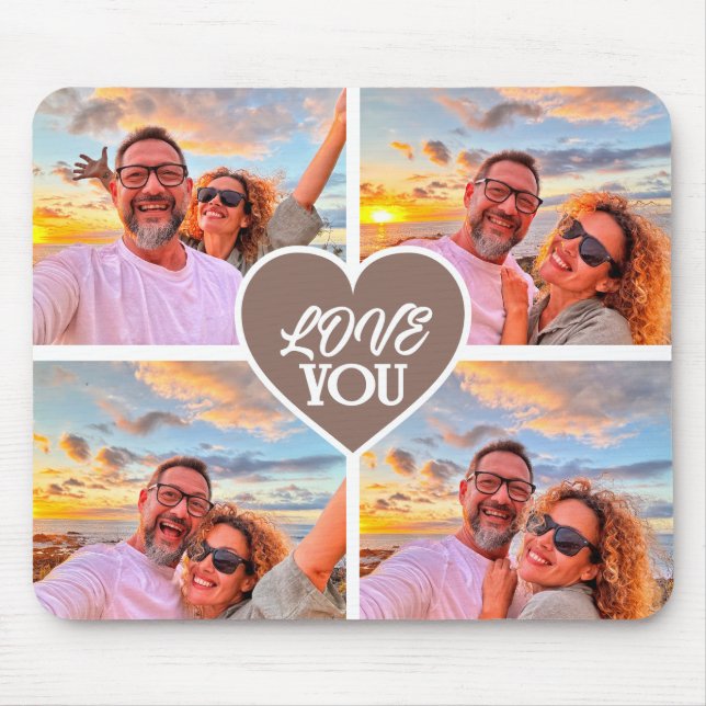 Modern Custom 4-photo Template Collage Mouse Pad (Front)