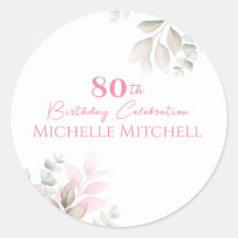 Modern Custom 80th Birthday Pink Floral