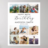 Modern Custom Age Happy Birthday Photo Collage