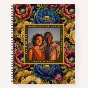 Modern Custom Anemones Sparkle Autumn Wedding Notebook