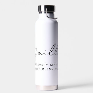 Modern Custom Arabic Bismillah Text Black Water Bottle