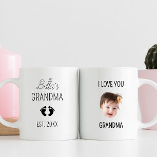 Modern Custom Baby Photo Gift For Grandma Name Coffee Mug