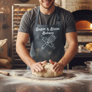 Modern Custom Bakery Gray Name Chef / Staff Apron