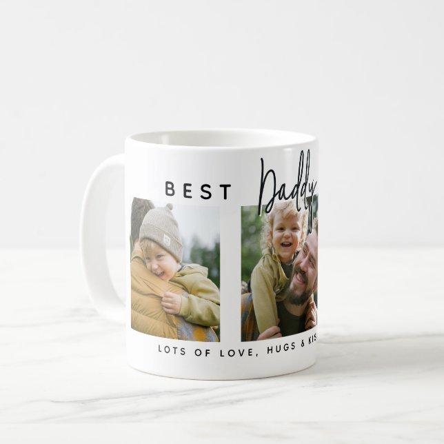 Modern Custom Best Daddy Ever | 3 Photo Coffee Mug (Front Left)