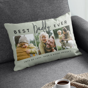 Modern Custom Best Daddy Ever 3 Photo Lumbar Cushion