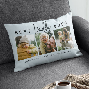 Modern Custom Best Daddy Ever 3 Photo Lumbar Cushion