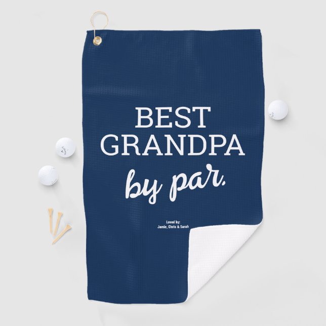 Modern Custom Best Grandpa by Par Blue Golf Towel (InSitu)