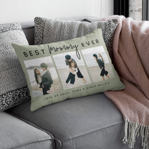 Modern Custom Best Mummy Ever   3 Photo Lumbar Cushion